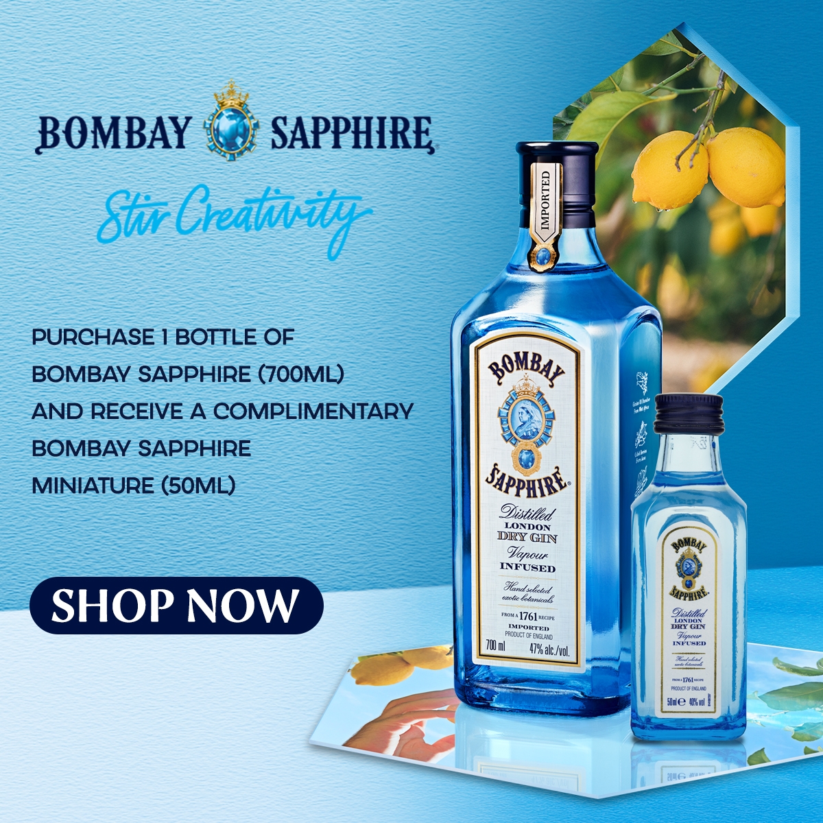 Bombay Sapphire Dry Gin (700ML) [Free 1x Bombay Sapphire Miniature 50ML] –  Kanpai Malaysia